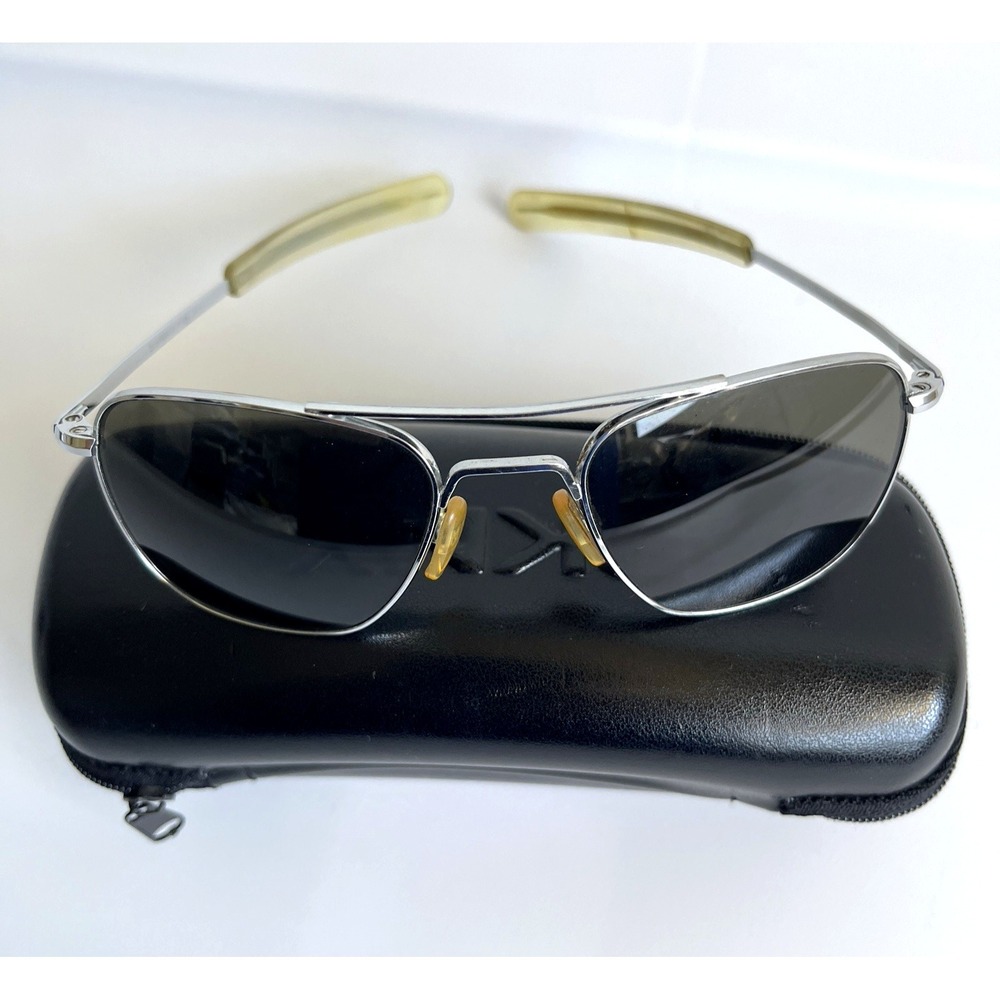 Vintage RANDOLPH ENGINEERING AF 52-20 Silver Gray Aviator Pilot Sunglasses 5 1/2